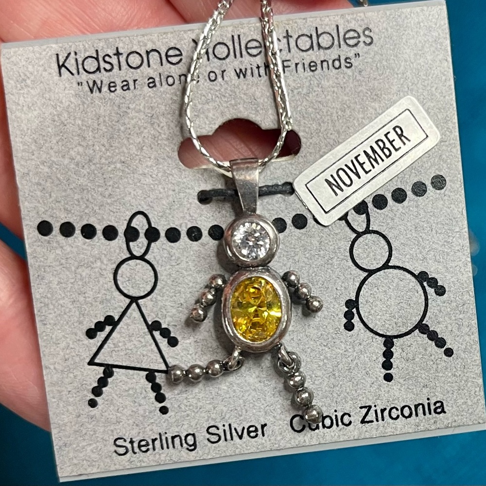November birthstone silver person pendant & chain - Picture 1 of 11